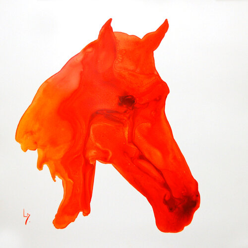 Tête de cheval orange by Michèle Loussouarn, Work on Paper for Sale on Singulart