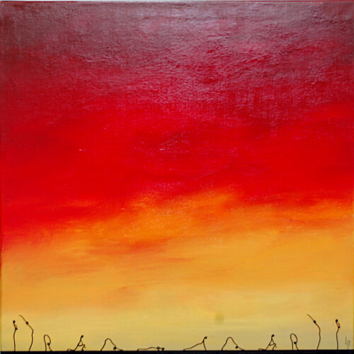 Salutation au soleil  rouge by Michèle Loussouarn, Painting for Sale on Singulart