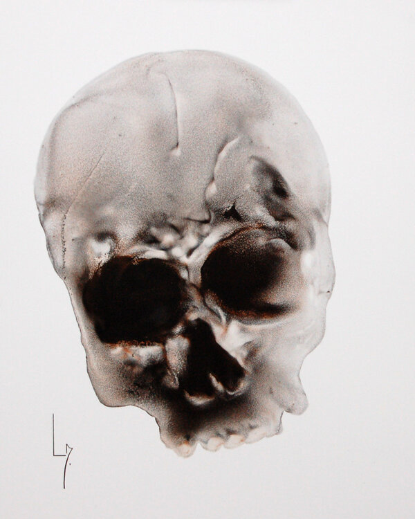 Crâne gris et or Michèle Loussouarn