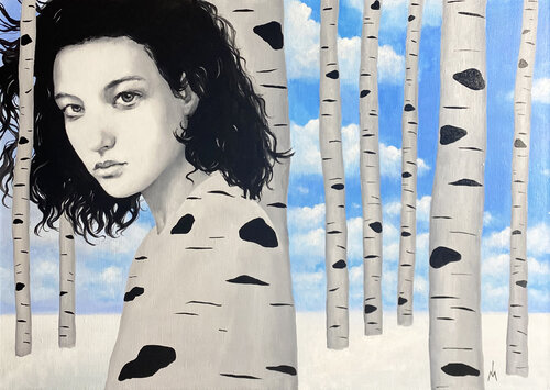 Winter in the birch forest #2 van Margarita Ivanova, Schilderij te koop op Singulart