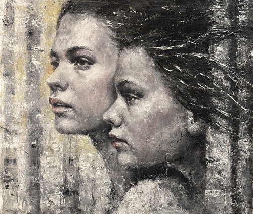 Fog in the birch forest van Margarita Ivanova, Schilderij te koop op Singulart