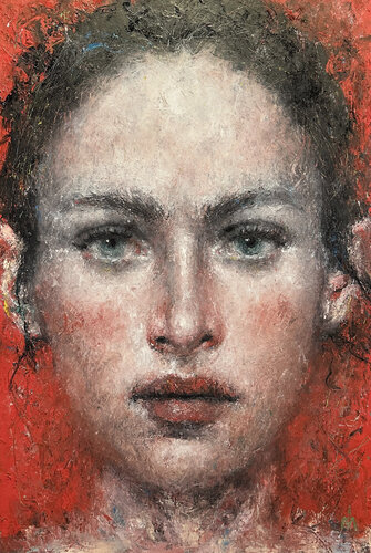Portrait of a girl with green eyes van Margarita Ivanova, Schilderij te koop op Singulart