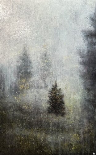 A young, lonely spruce tree von Margarita Ivanova, Malerei kaufen auf Singulart