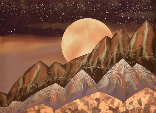 Magical glow of the Full Moon par Keiichi Nishimura, Peinture en vente sur Singulart