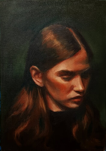 Oil portrait 0124-05 in low key van Artmoods TP, Schilderij te koop op Singulart