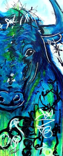 Il toro d´azzurro van Franck Sastre, Schilderij te koop op Singulart