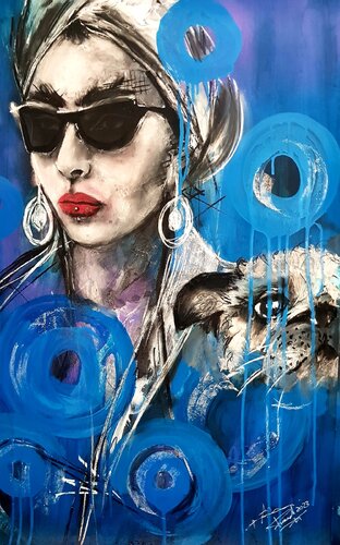 La Dame au chien van Franck Sastre, Schilderij te koop op Singulart