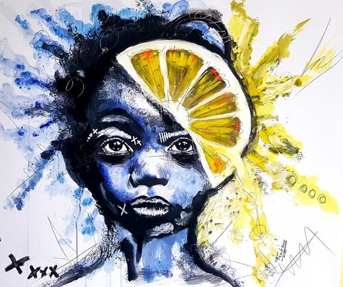 Citrus bleu van Franck Sastre, Schilderij te koop op Singulart