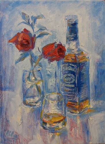 Short Glass of Jack by Alex Klas, 油畫 for Sale on Singulart