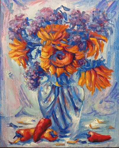 Bouquet and Peppers von Alex Klas, Malerei kaufen auf Singulart