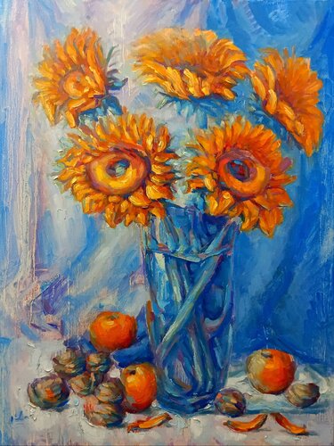 Still Life with Sunflowers van Alex Klas, Schilderij te koop op Singulart