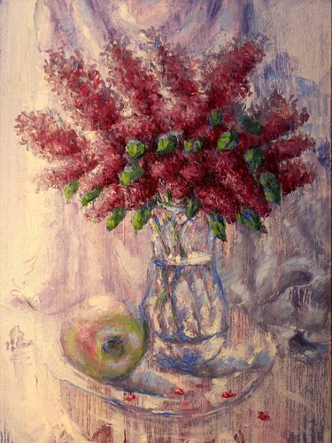 Purple on Blue van Alex Klas, Schilderij te koop op Singulart