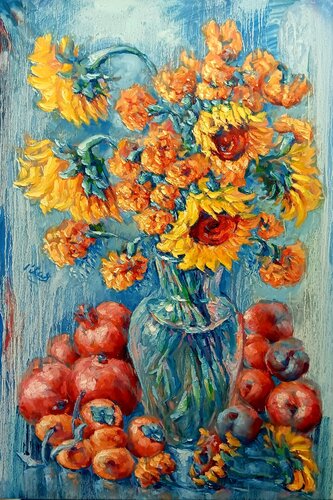 Sunflowers with Fruits von Alex Klas, Malerei kaufen auf Singulart