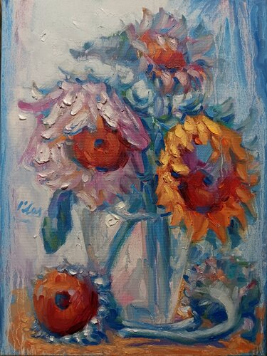 Various Sunflowers ll van Alex Klas, Schilderij te koop op Singulart