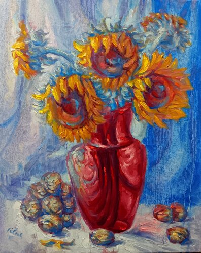 Sunflowers and Walnuts ll van Alex Klas, Schilderij te koop op Singulart