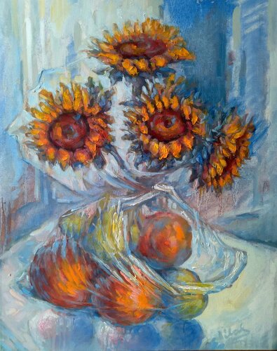 Sunflowers and Fruits van Alex Klas, Schilderij te koop op Singulart
