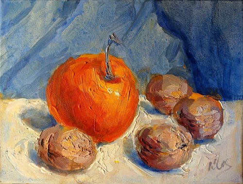 Tangerine with Walnuts van Alex Klas, Schilderij te koop op Singulart