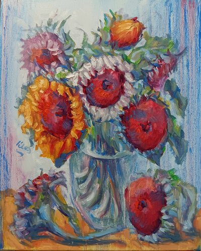 Different Varieties of Sunflowers by Alex Klas, Painting for Sale on Singulart