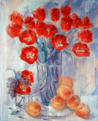 Red Tulips de Alex Klas, Pintura a la venta en Singulart
