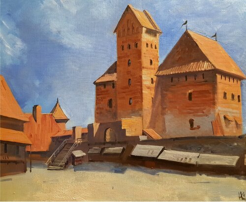 Burg Trakai in Litauen de Karina Ludborzha, Pintura a la venta en Singulart