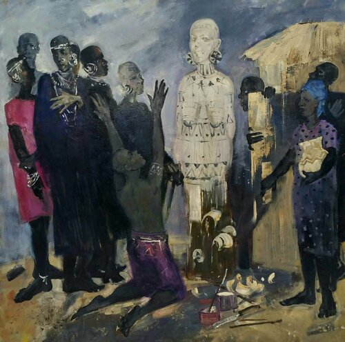 Pygmalion und Galatea di Karina Ludborzha, Pittura in vendita su Singulart