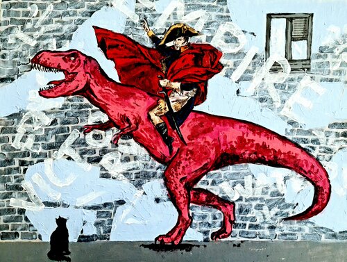 Napoleon and magenta T-Rex von Karina Ludborzha, Malerei kaufen auf Singulart