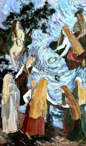Das Wahrsagen am Fluss di Karina Ludborzha, Pittura in vendita su Singulart
