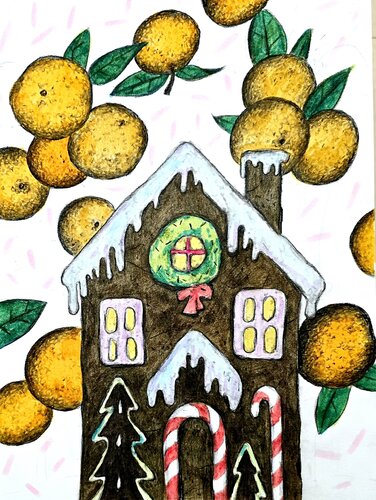Gingerbread house by Karina Ludborzha, 소묘 for Sale on Singulart