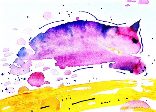 Bubblegum cat von Karina Ludborzha, Malerei kaufen auf Singulart