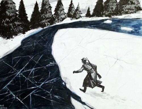 Ein Schritt zu weit van Karina Ludborzha, Tekening te koop op Singulart