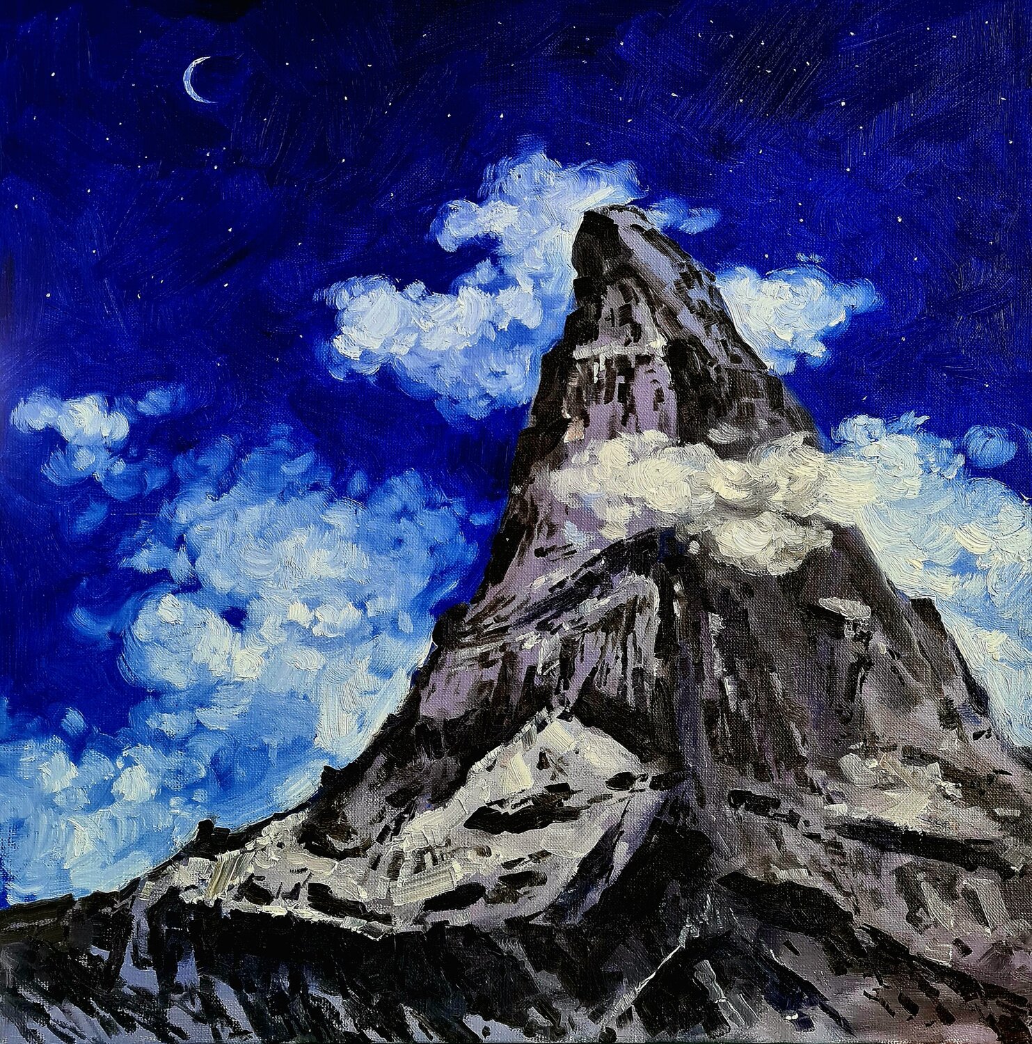 Matterhorn in der Nacht Karina Ludborzha Originalgemälde zu verkaufen