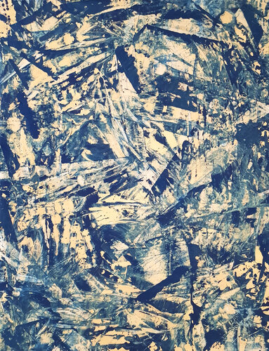 Blue Golden Cubism van Jürgen Angeler, Schilderij te koop op Singulart