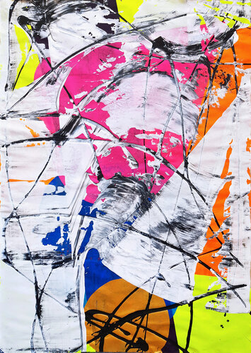 Pink Bird Head de Jürgen Angeler, Pintura a la venta en Singulart