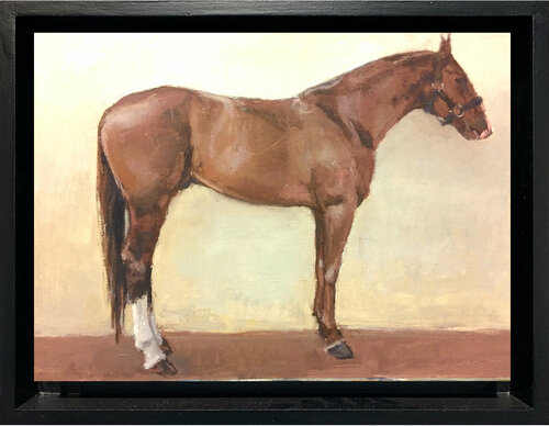 Caballo marrón de perfil. Chevau de profil. Serie: Caballos. Chevaux. Horses. de Antonio Mateos Prieto, Pintura a la venta en Singulart
