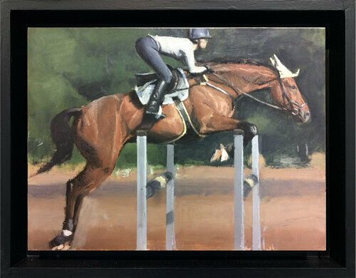 "Horses", serie caballos. Caballo saltando la valla de Antonio Mateos Prieto, Pintura a la venta en Singulart