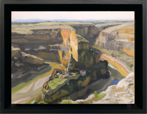 Paisaje, cuadro de paisajes. Paisajes. Paisaje de las hoces del Duratón. Montaña, río, cielo. van Antonio Mateos Prieto, Schilderij te koop op Singulart