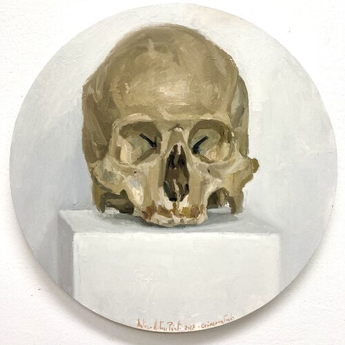 Cráneo humano en tondo. Crâne. Skull Antonio Mateos Prieto