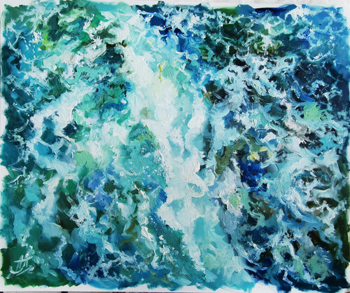 Sea waves. Ocean element painting. Original sea oil painting. Stormy sea artwork. Seascape. von Annet Loginova, Malerei kaufen auf Singulart