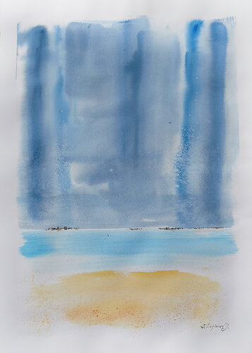 Morning light at the seaside. Large original watercolor painting. Marine art. von Annet Loginova, Malerei kaufen auf Singulart