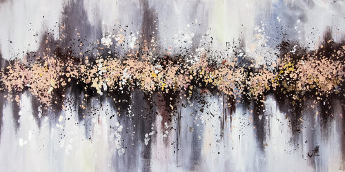 Elegant Wall Decor with Gold and Silver Accents. Abstract Expressionist Canvas von Annet Loginova, Malerei kaufen auf Singulart