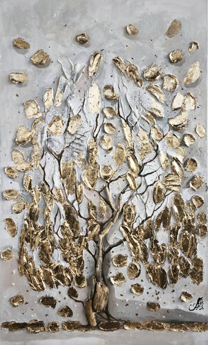 L'Albero Dorato - Original Abstract Painting, Mixed Media von Annet Loginova, Malerei kaufen auf Singulart