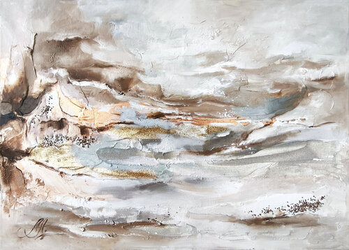 Terra - Original Abstract Painting On Canvas, Mixed Media di Annet Loginova, Pittura in vendita su Singulart