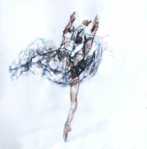 Prima. Original Watercolor Painting On Paper. Ballet Art. de Annet Loginova, Pintura a la venta en Singulart