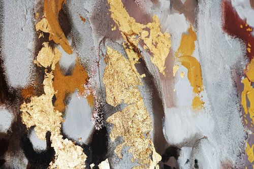 Gilded Reverie. Original Acrylic Painting With Gold Leaf On Canvas. Abstract Art. Annet Loginova