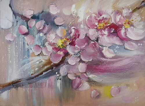Cherry blossom painting de Annet Loginova, Pintura a la venta en Singulart