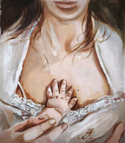 Mother — Tender Touch, Mother — Tender Touch, Intimate Moment of Maternal Love by Annet Loginova, 회화 for Sale on Singulart