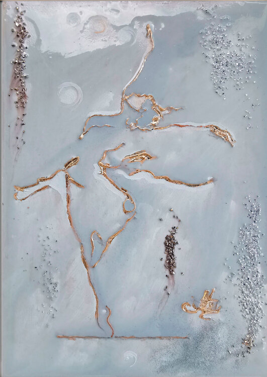 Dance In The Morning Mist - Original Mixed-Media Painting On Canvas, Ballet Art Annet Loginova