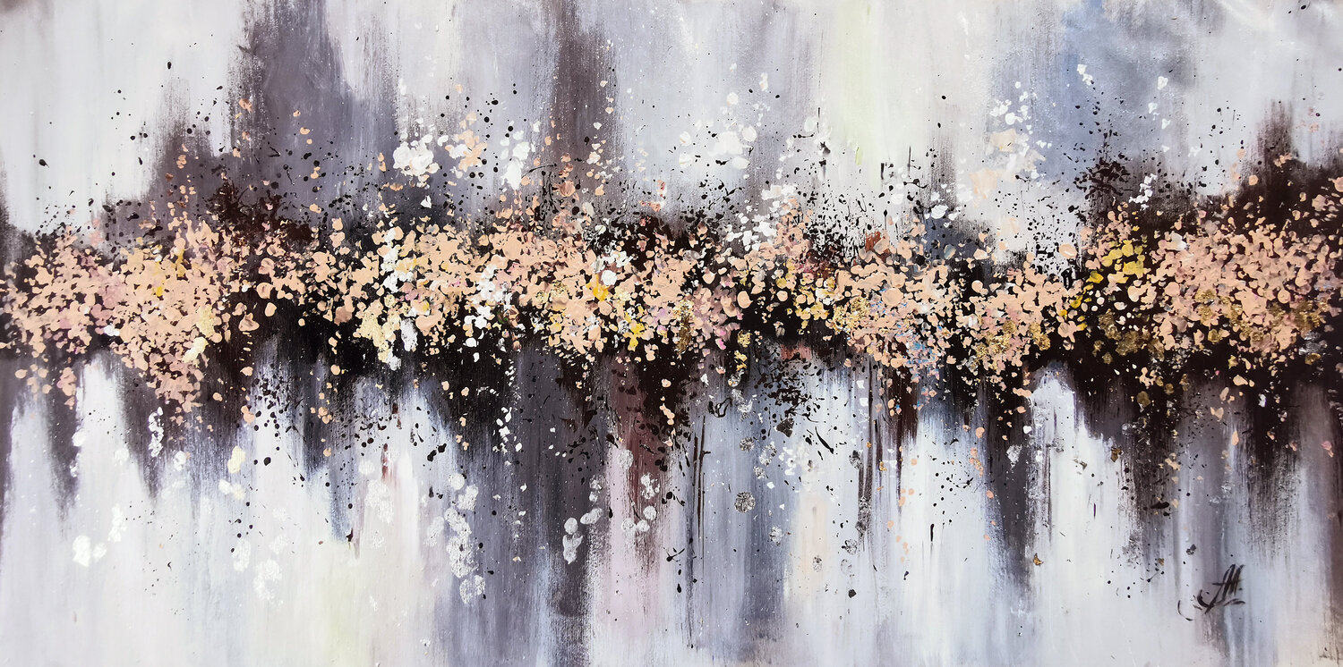 Elegant Wall Decor with Gold and Silver Accents. Abstract Expressionist Canvas Annet Loginova Originalgemälde zu verkaufen
