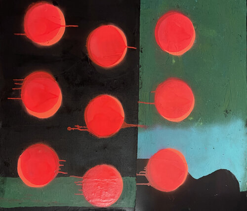 Dots N2 - Dark Dots by Karen und Simone Lehmann, 油畫 for Sale on Singulart