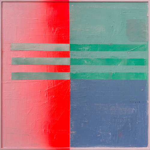endless summer - neon stripes on wood by Karen und Simone Lehmann, 油畫 for Sale on Singulart